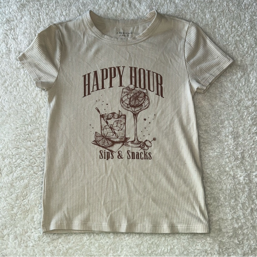 American Eagle Happy Hour Ribbed T-Shirt Small